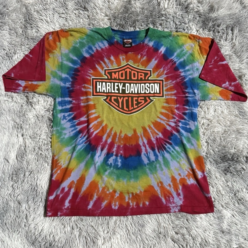 RARE Vintage Harley Davidson Tie-Dye T-Shirt Zook’s IOWA Single Stitch USA - XL